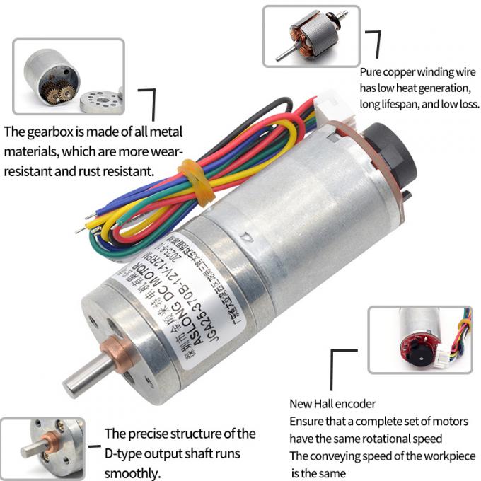 6v 12v 25mm Brushed DC Gear Motor Encoder JGA25-370B High Torque 25mm Brushed DC Gear Motor 17