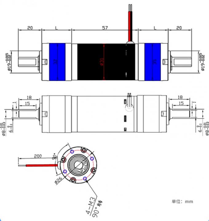 24V Double-Ended Planetary Gearbox High Torque PG32-31ZY-PG 24V Micro DC Deceleration Motor 0
