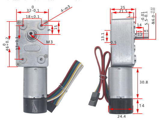 High Torque Motor DC Worm Gear Motors With NEW Hall Encoder Cover JGY370