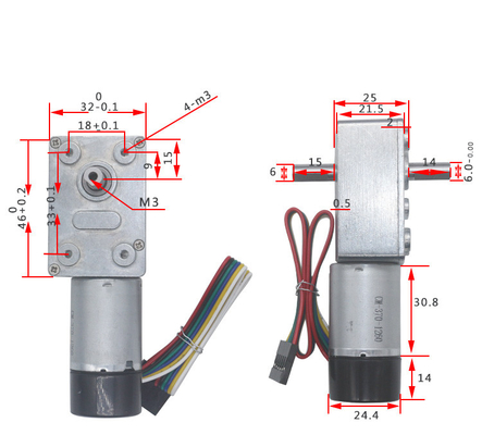 Micro DC Electric Double Shaft Worm Geared Motor 6V 12V 24V 6-150RPM