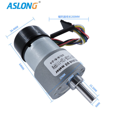 Aslong Jgb37 520gb Electric DC Gear Motor Hall Encoder 1600RPM