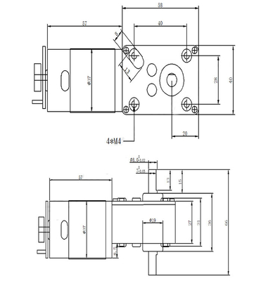 Double Shaft 12V High Torque Worm Gear Motor With Encoder Self Locking 12rpm