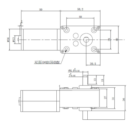 Double Shaft Worm Brushless DC Gear Motor 12v 24v D Type 470rpm